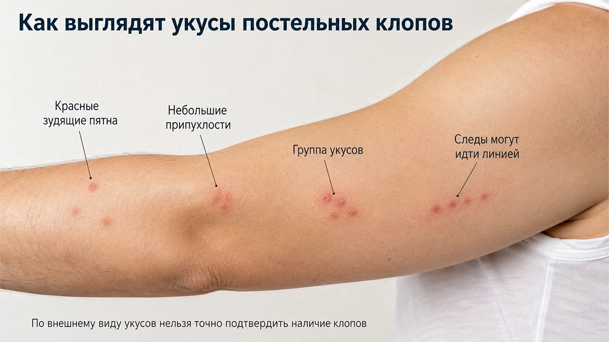 Как выглядят укусы клопов на теле человека: симптомы и отличия